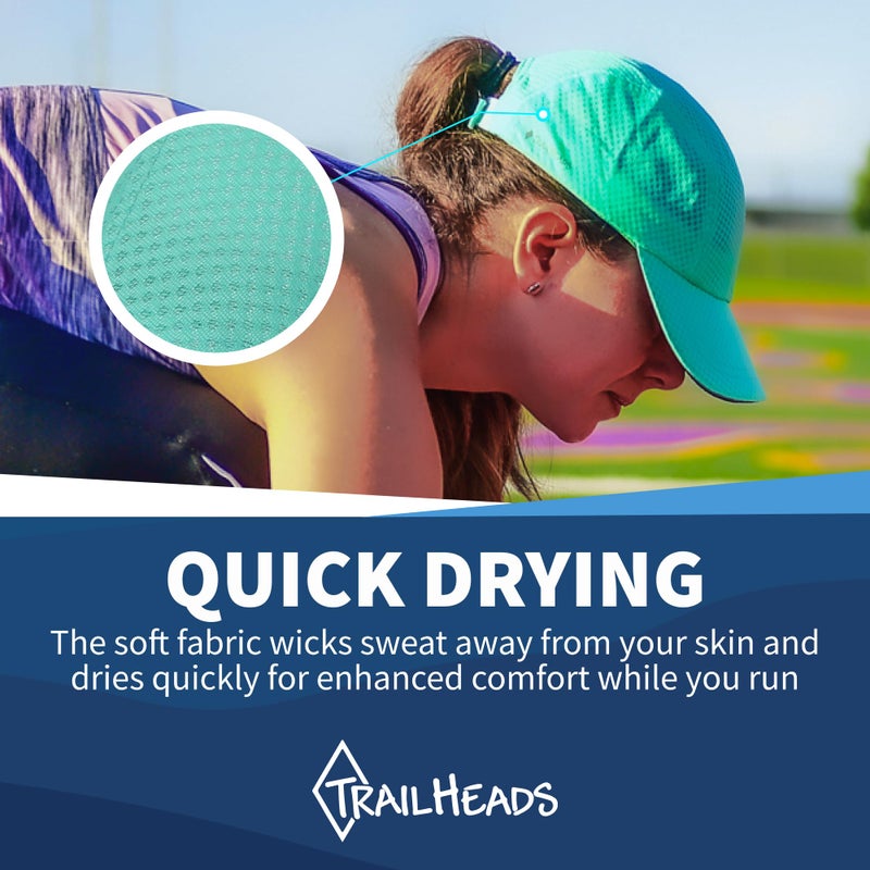 TrailHeads Women's Race Day Performance Running Cap, Lightweight & Quick Drying Mesh Sports Hat with Reflective Trim, Adjustable Fit - Seafoam Green - Image 4